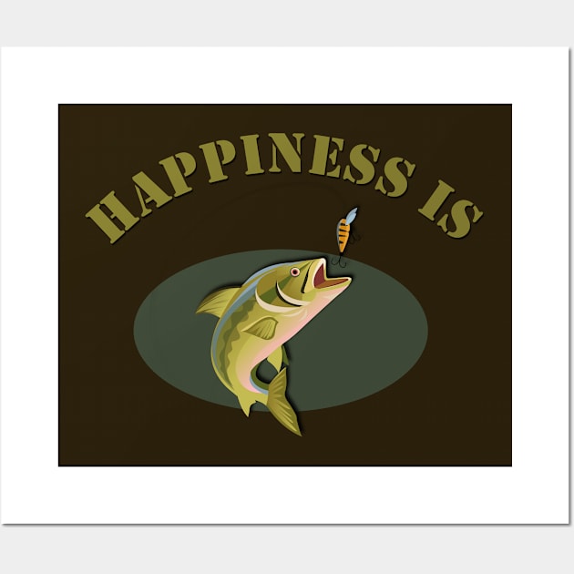 Happiness is Trout Fishing Wall Art by AlondraHanley